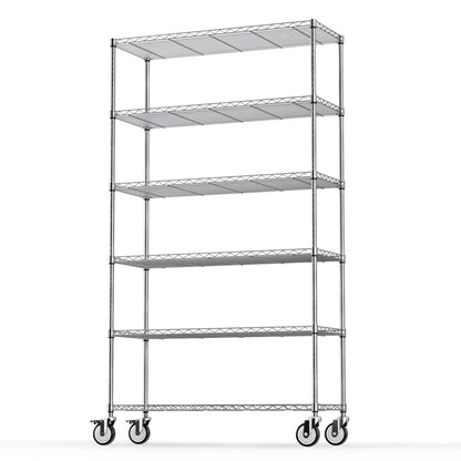 Kitchen Racks: Adjustable 6-tier Steel Wire Shelving Unit With Wheels ...