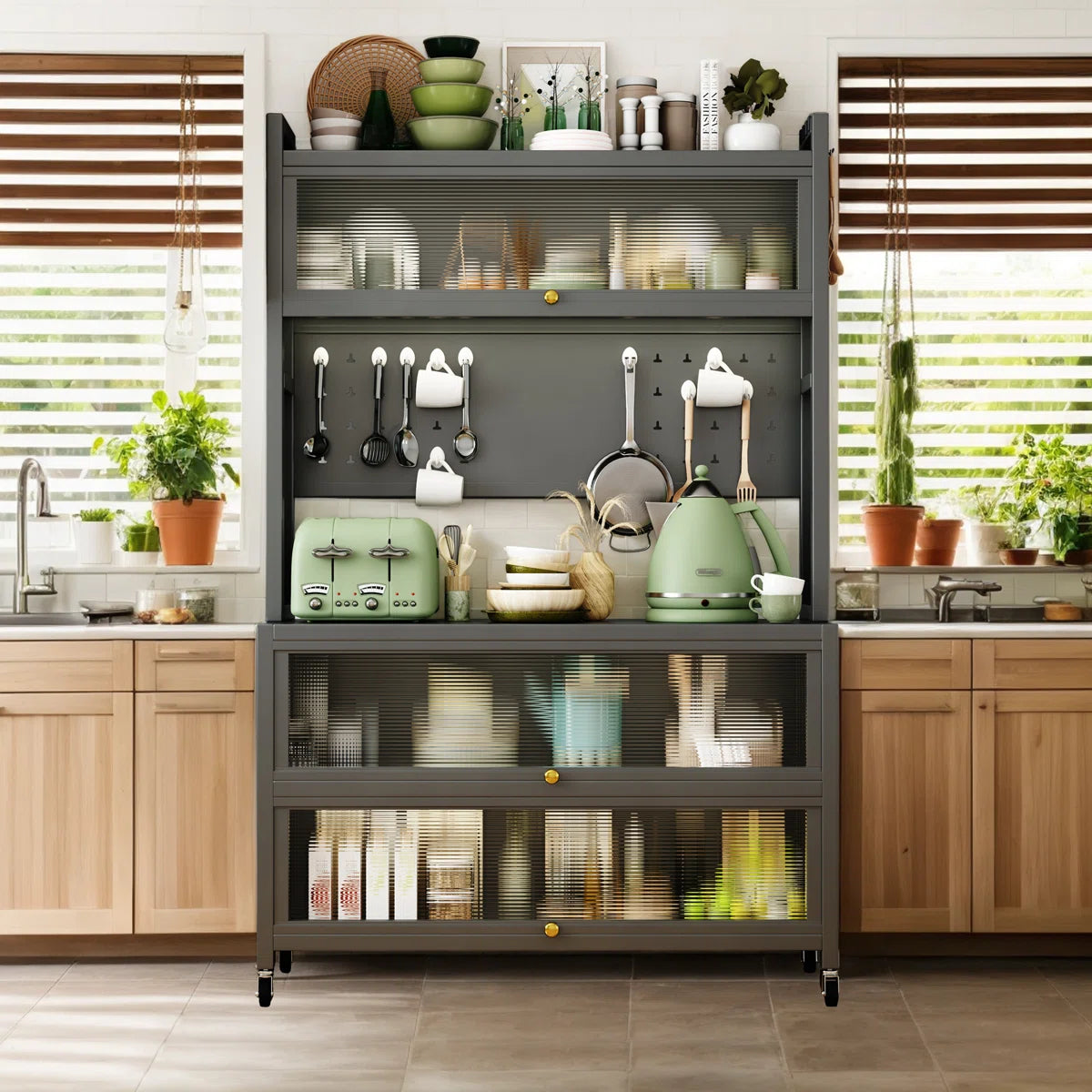 Modern Metal Kitchen Racks Kitchen Rack: Metal Standard Baker's Rack with Microwave Compatibility ...
