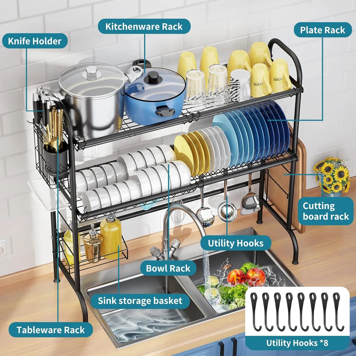 Kitchen Rack: Over-the-sink Stainless Steel Adjustable Dish Rack – GKW ...