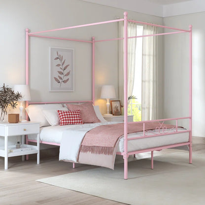 Poster Bed: Metal Frame Bed Pink