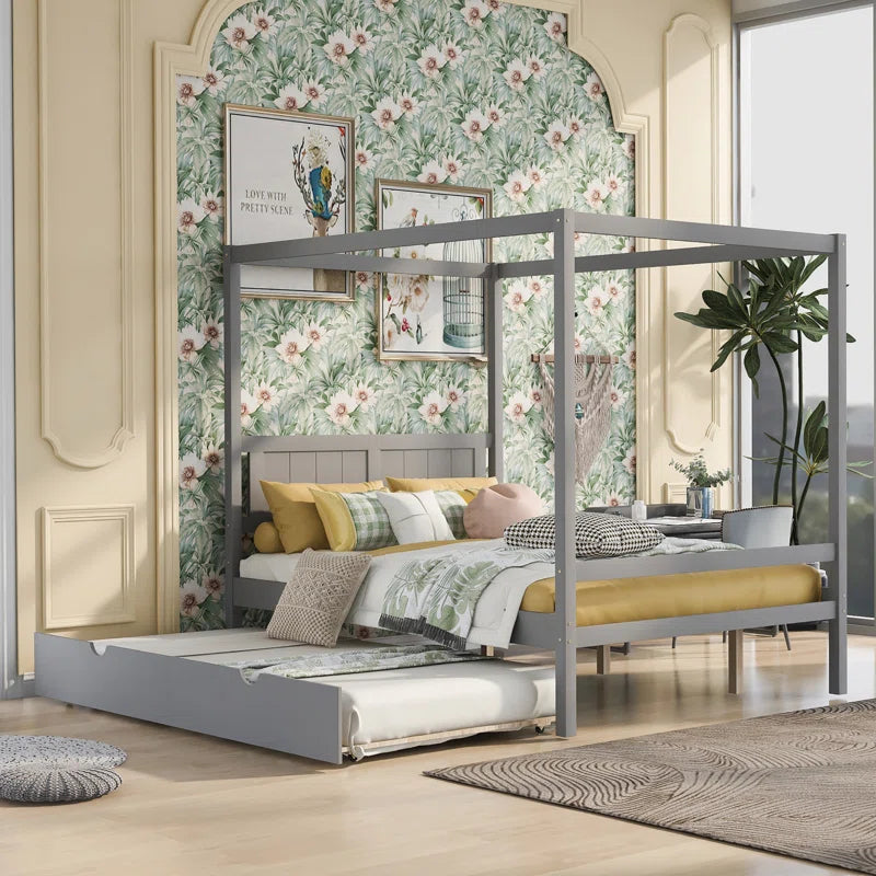 Poster Bed: Wooden Bed with Trundle