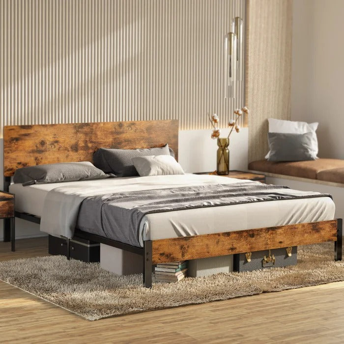 Queen Size Bed: Solid Wooden Bed