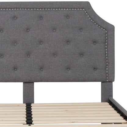 Queen Size Bed: Tufted Upholstered Platform Bed Frame