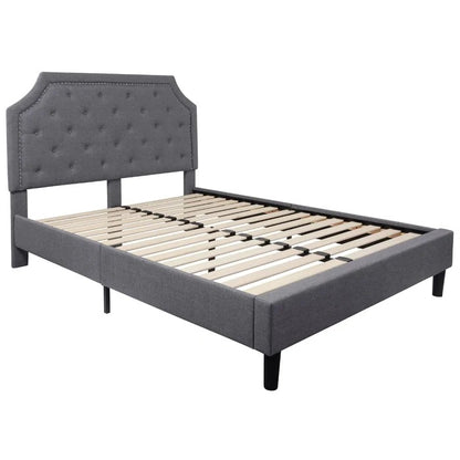 Queen Size Bed: Tufted Upholstered Platform Bed Frame