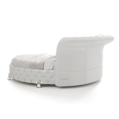 Queen Size Bed: Upholstered Round Shape Bed