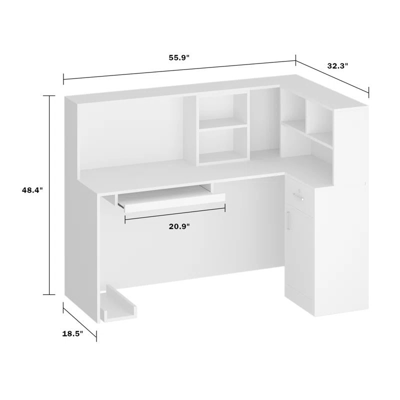 Reception Table: L-Shape Desk with Filing Cabinet