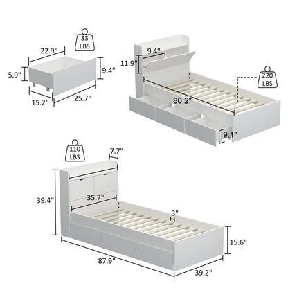 Single Bed: 5 Drawer Storage Bed