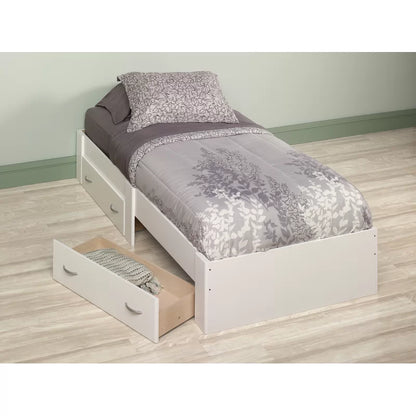 Single Bed: Bed with Drawers White