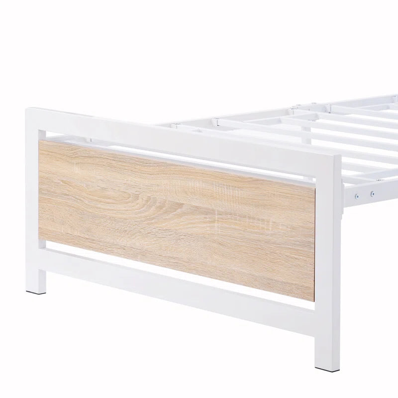 Single Bed: Metal And Wood Frame Bed