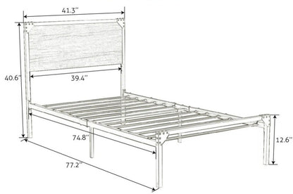 Single Bed: Metal And Wooden Bed
