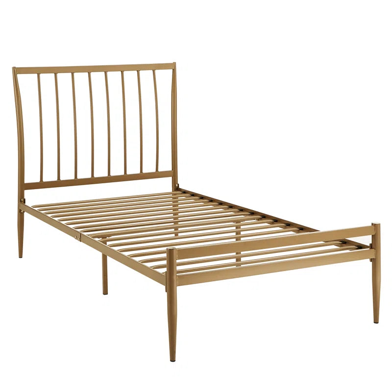 Single Bed: Metal Bed Gold