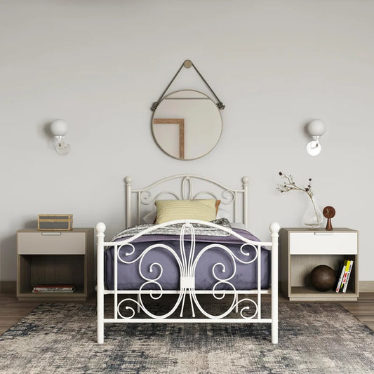 Single Bed: Metal Bed Modern Design