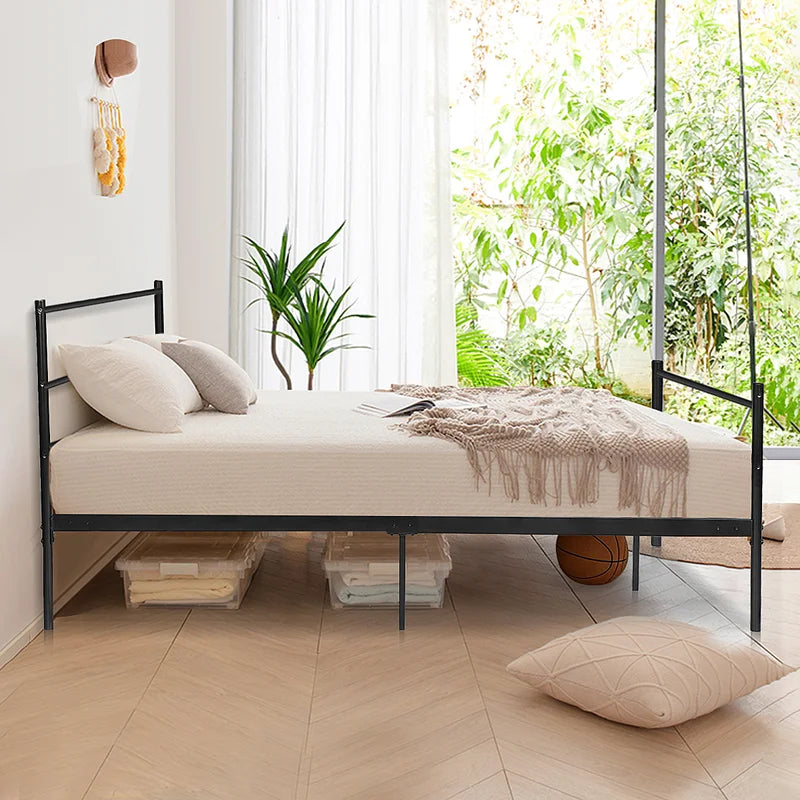 Single Bed: Modular Black Metal Bed