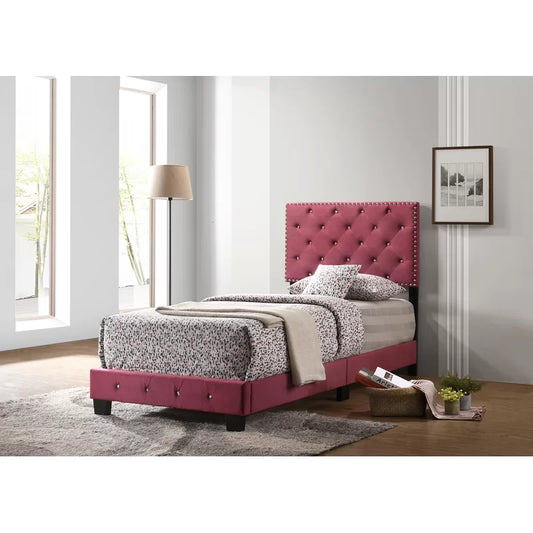 Single Bed: New Design Upholstered Bed Red