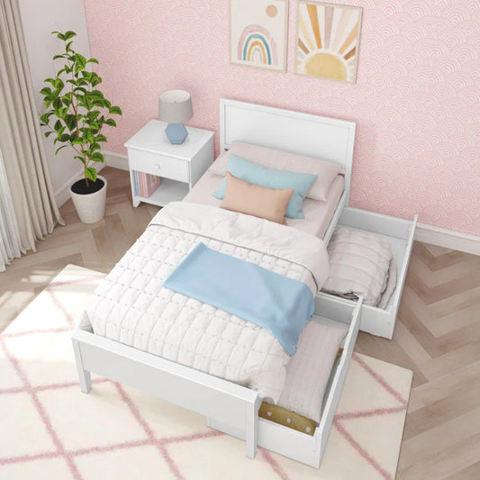 Single Bed: Solid Storage Bed Wooden