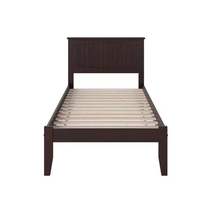 Single Bed: Solid Wood Bed Brown