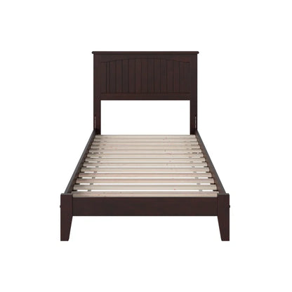Single Bed: Solid Wood Bed Brown