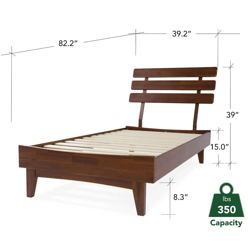 Single Bed: Solid Wood Bed Frame