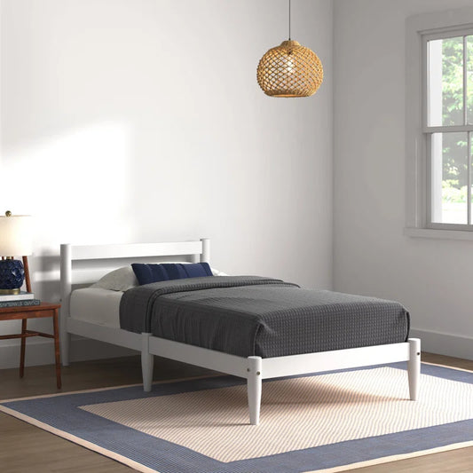 Single Bed: Solid Wood Bed White