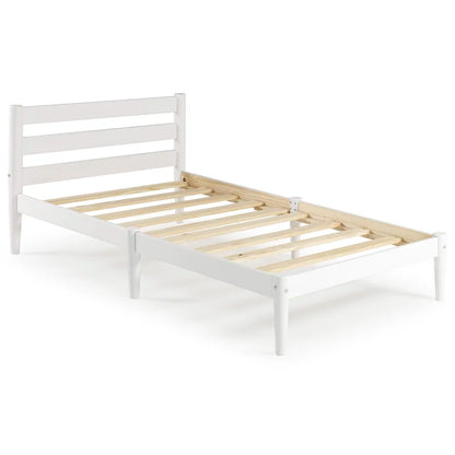 Single Bed: Solid Wood Bed White