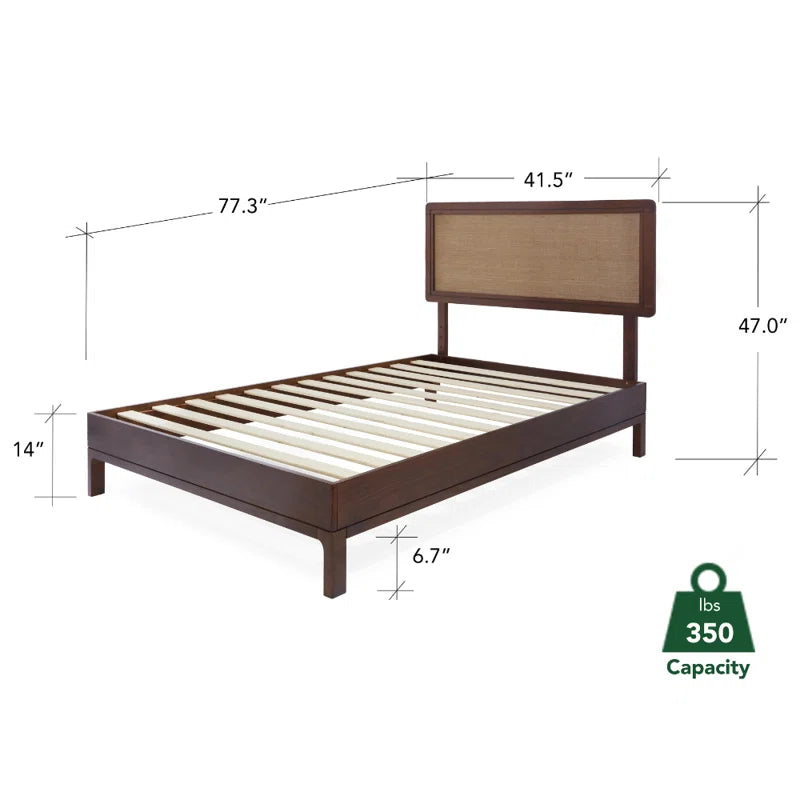 Single Bed: Solid Wooden Platform Bed