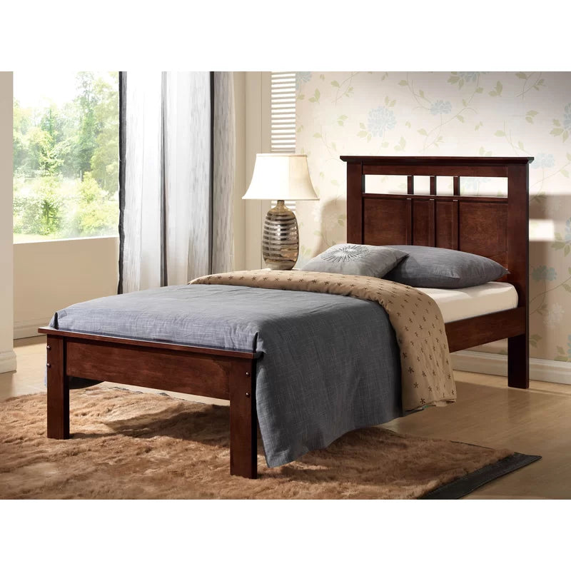 Single Bed: Solid Wooden Poster Bed