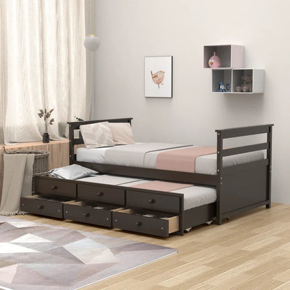 Single Bed: Storage Bed Brown