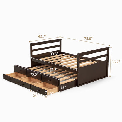 Single Bed: Storage Bed Brown