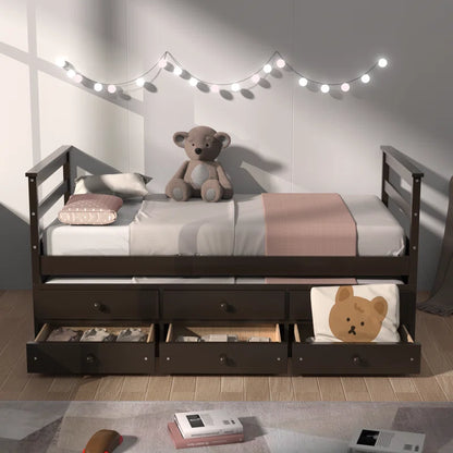 Single Bed: Storage Bed Brown