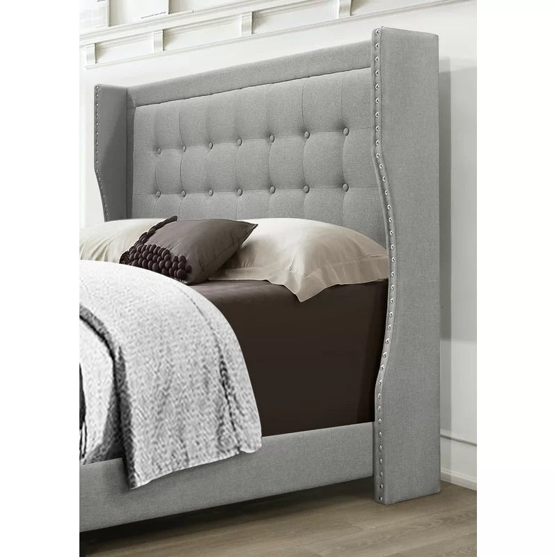 Single Bed: Upholstered Bed Gray