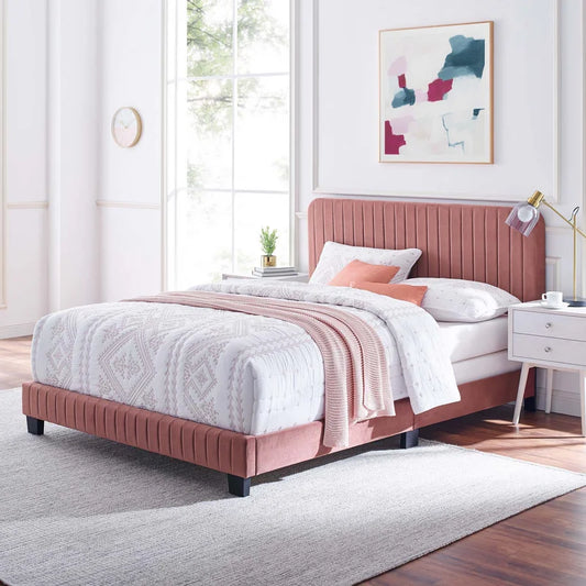 Single Bed: Upholstered Bed Rose Color