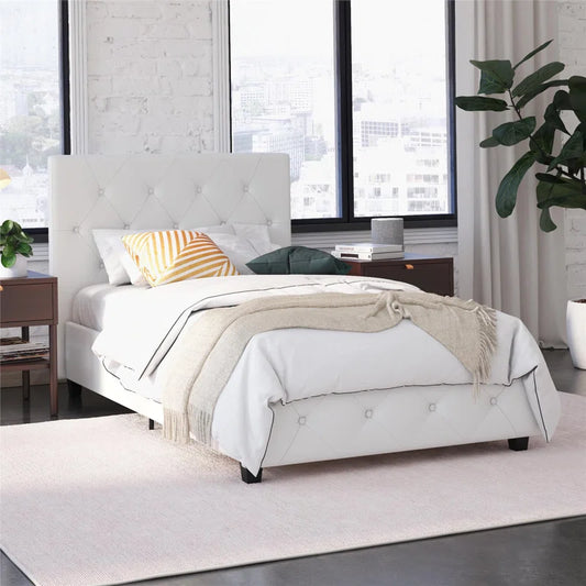 Single Bed: Upholstered Bed White