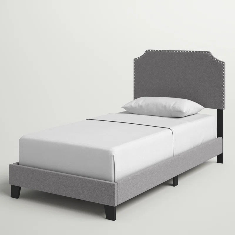 Single Bed: Upholstered Modern Bed Gray