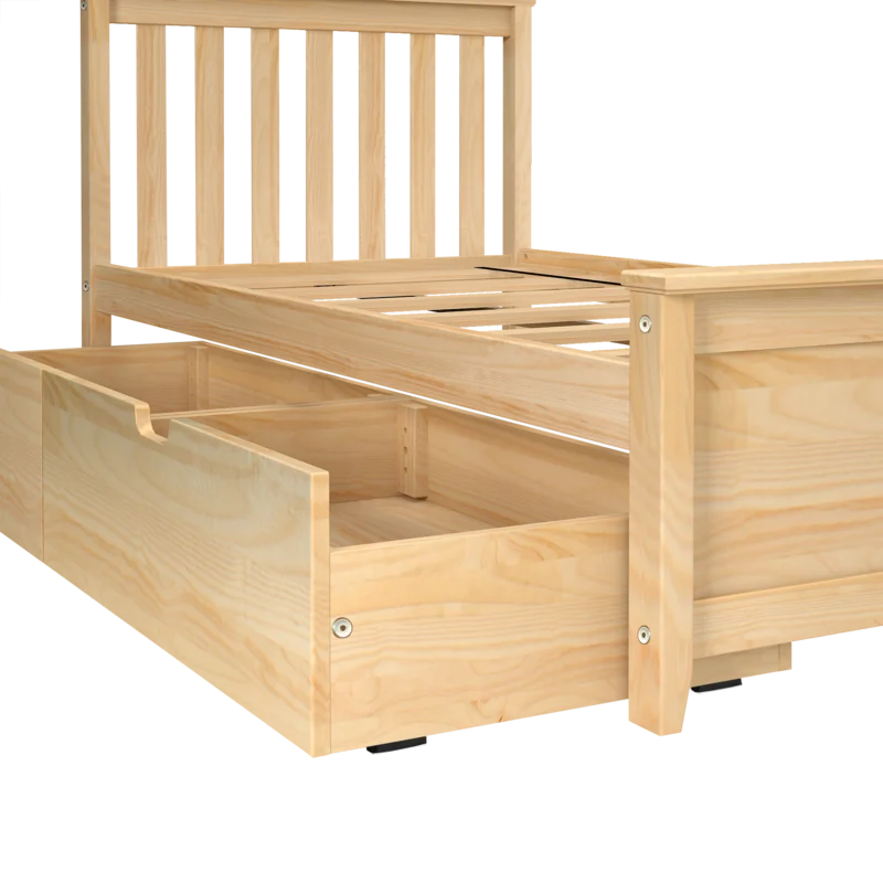 Single Bed: Wooden Bed with Drawers
