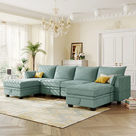 Sofa Bed: 115'' Upholstered L Shape Sofa Cum Bed