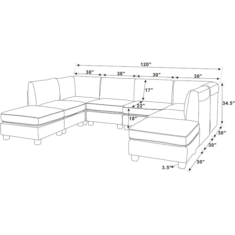 Sofa Bed: 120'' Wide Modular Corner Sofa Cum Bed