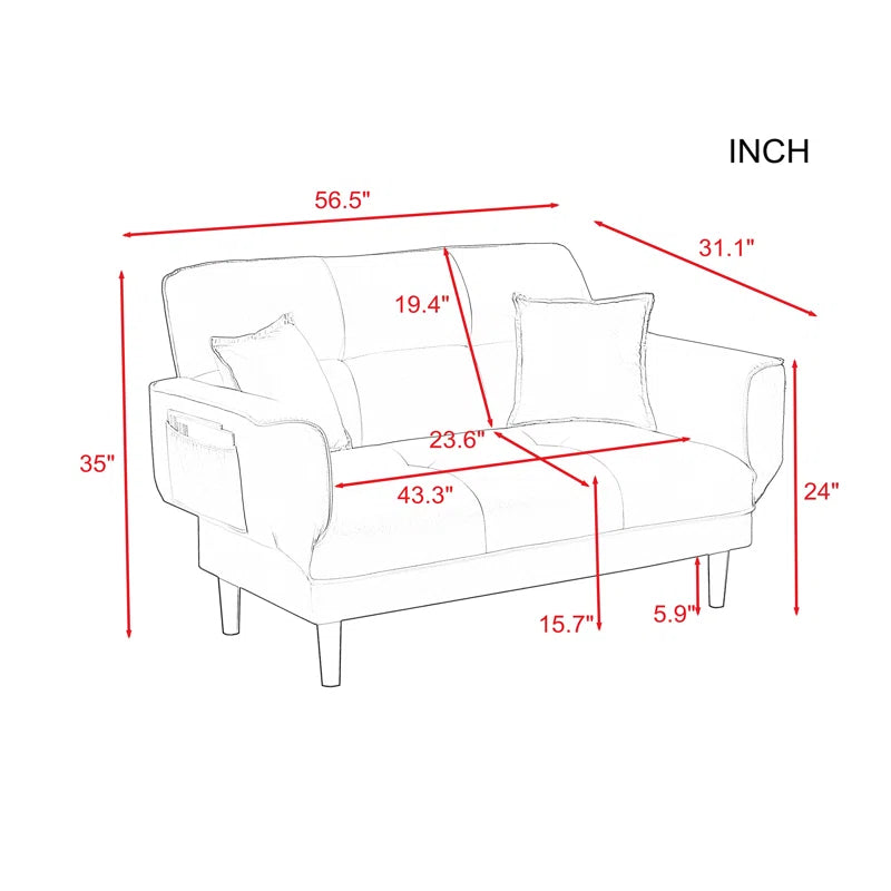 Sofa Bed: 23.9'' Upholstered Sofa Cum Bed