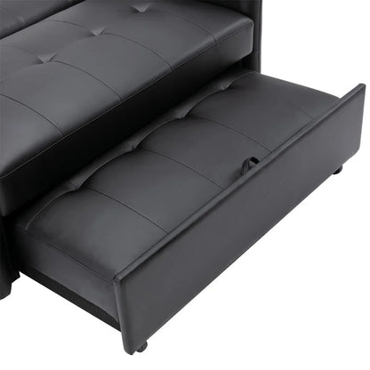 Sofa Bed: 51.5'' Leather Sleeper Sofa Cum Bed