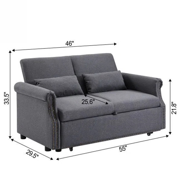 Sofa Bed: 55'' Upholstered 2 Seater Sofa Cum Bed