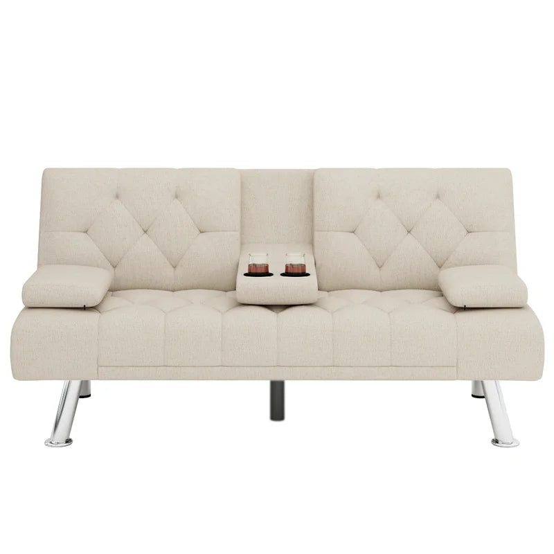 Sofa Bed: 66.3'' Upholstered L Shape Sofa Cum Bed