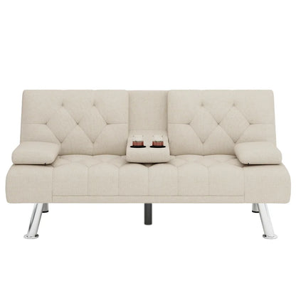 Sofa Bed: 66.3'' Upholstered L Shape Sofa Cum Bed