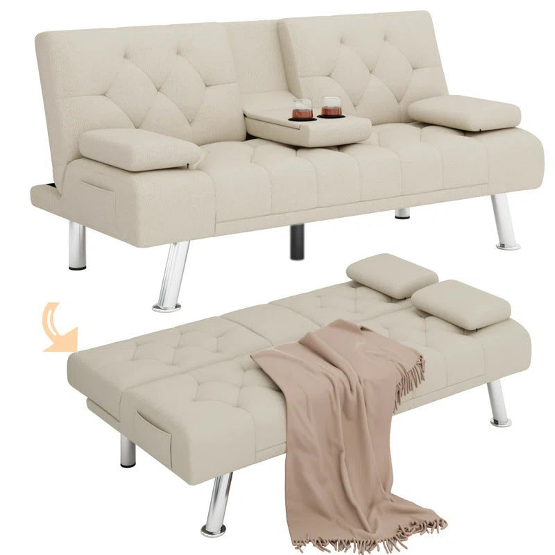 Sofa Bed: 66.3'' Upholstered L Shape Sofa Cum Bed