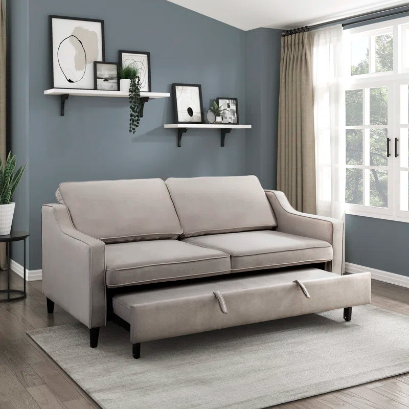 Sofa Bed: 71.5'' Velvet Convertible Sofa Cum Bed