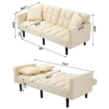 Sofa Bed: 74'' Upholstered Reclining Sofa Cum Bed