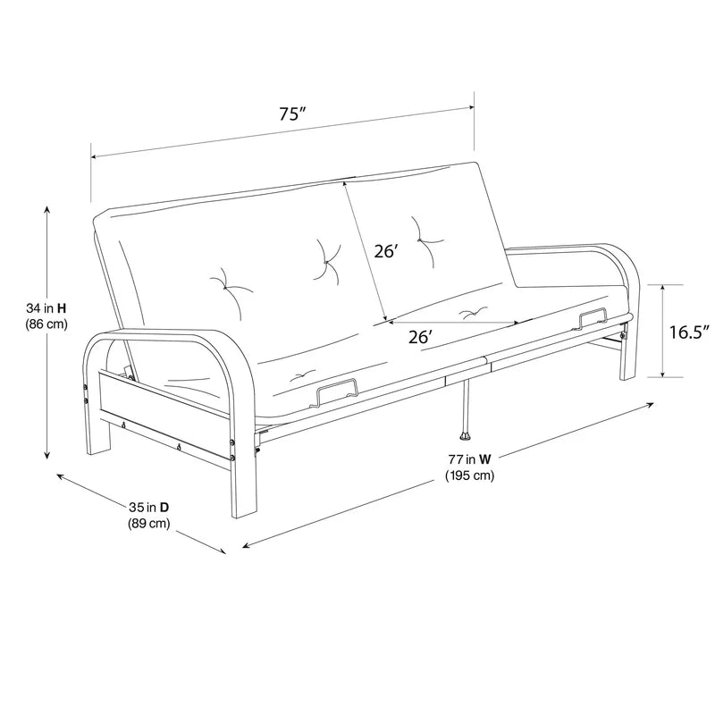 Sofa Bed: 77'' Upholstered Futon Sofa Cum Bed