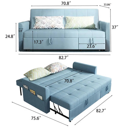 Sofa Bed: 82.7'' Upholstered Sleeper L Shape Sofa Cum Bed