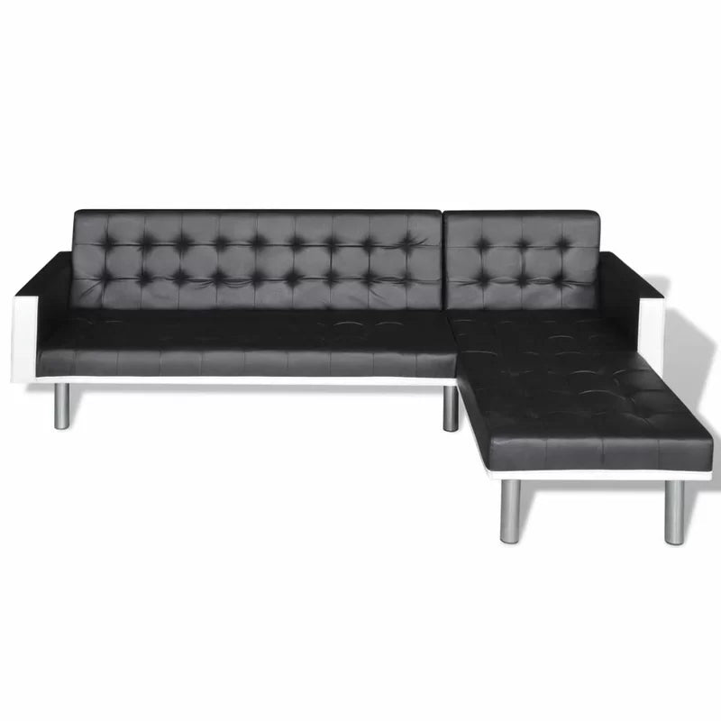 Sofa Bed: 85.8'' Vegan Leather L Shape Sofa Cum Bed