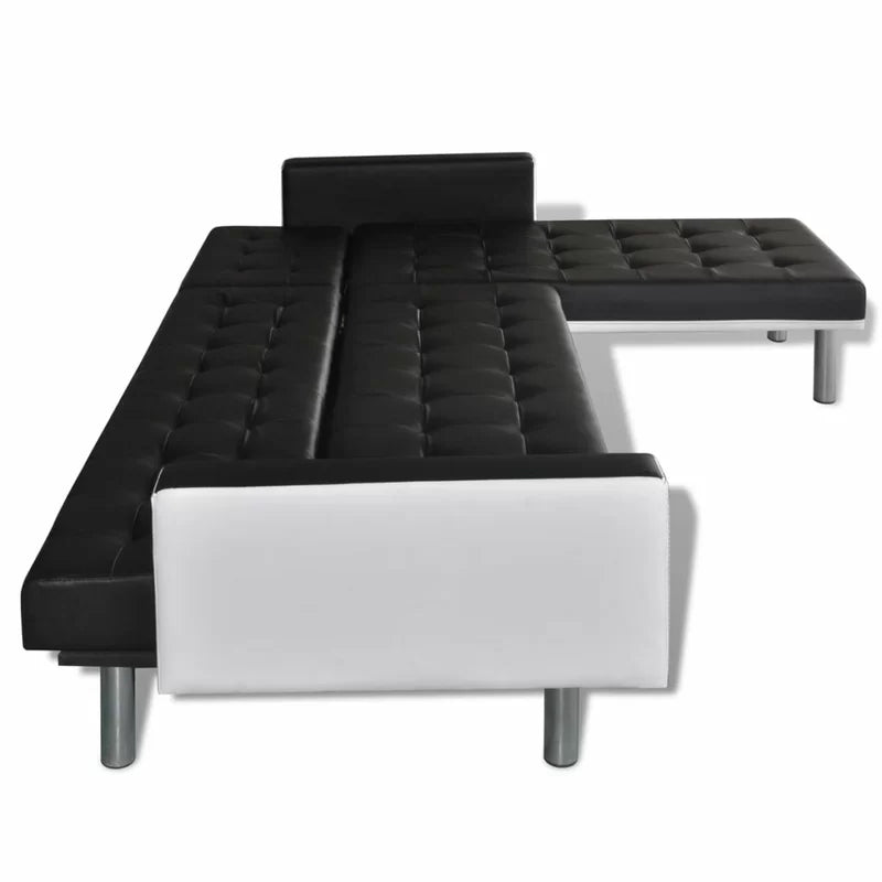 Sofa Bed: 85.8'' Vegan Leather L Shape Sofa Cum Bed