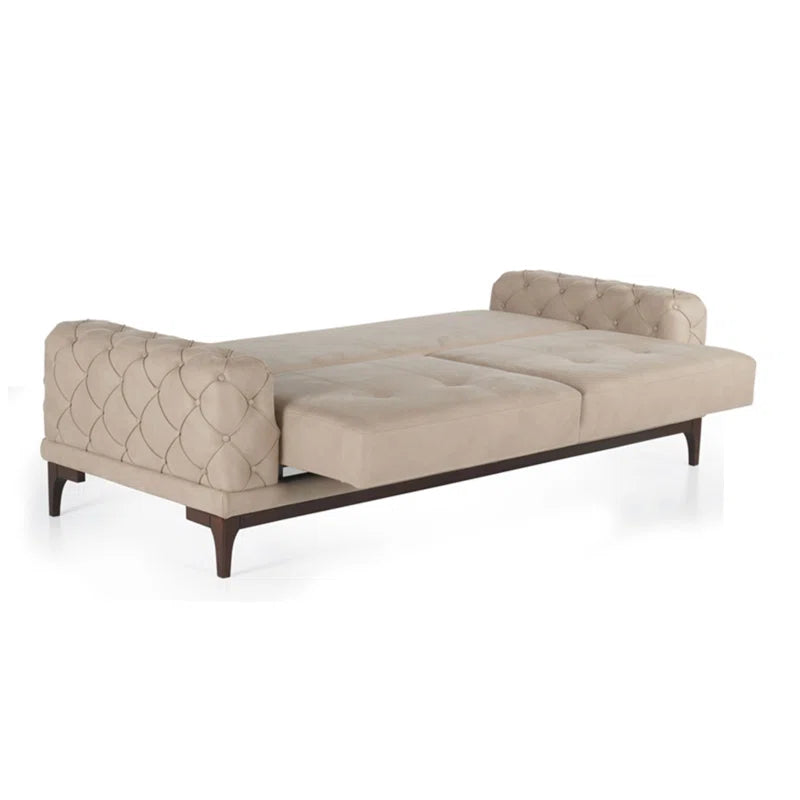 Sofa Bed: 86.6'' Leather Convertible Sofa Cum Bed