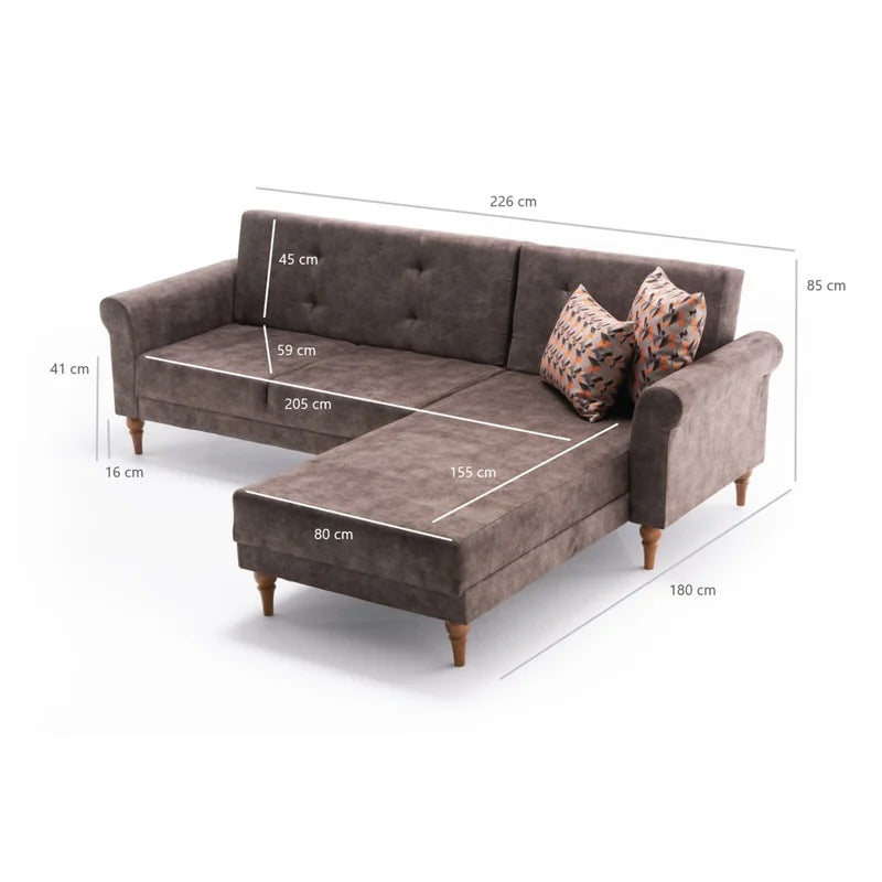 Sofa Bed: 89'' Upholstered L Shape Sofa Cum Bed